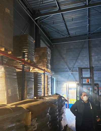 Storage space for raw materials on pallets