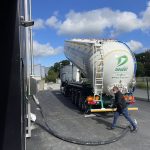 The tanker lorry is parked ready for unloading.