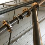 Close-up of a fixed bolted flange