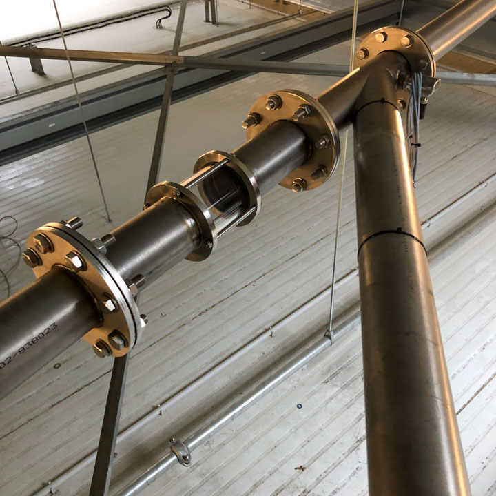 Close-up of a fixed bolted flange