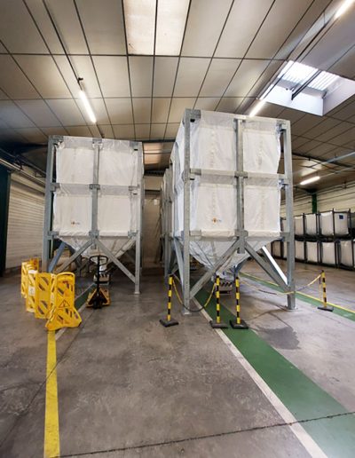 Flexible canvas silos designed for storing granules