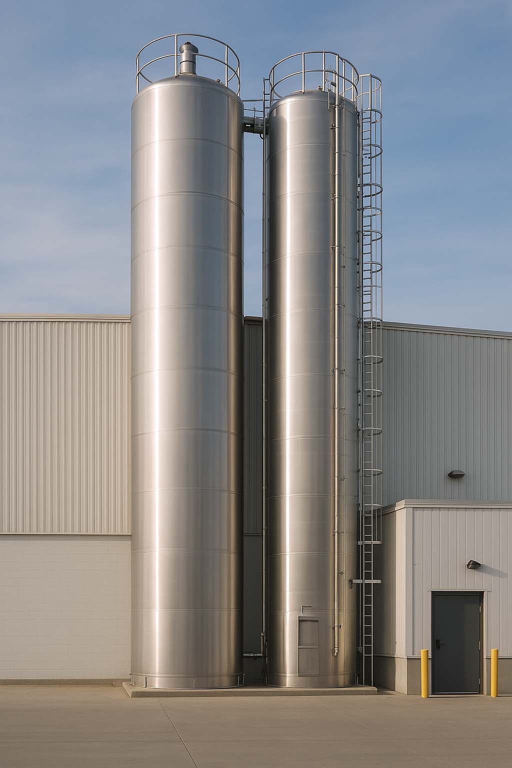 Silo vertical en AlMg3 conforme aux normes sanitaires