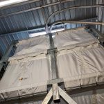 Breathable and filtering textile fabric for flexible silos