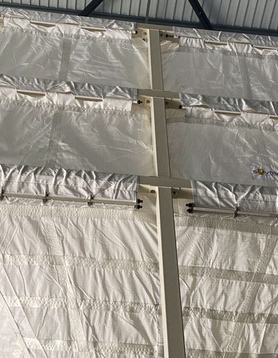 Detailed view of a flexible silo for storing dried vegetables