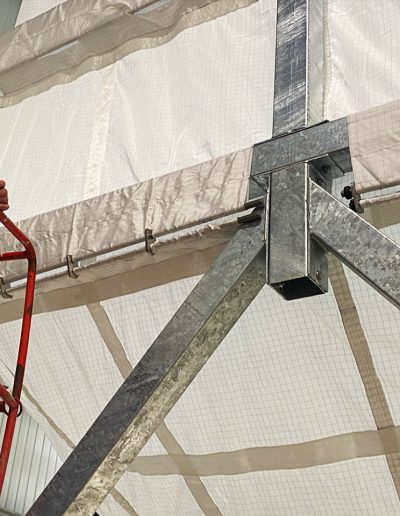 Silo legs divided into three sections for easy assembly